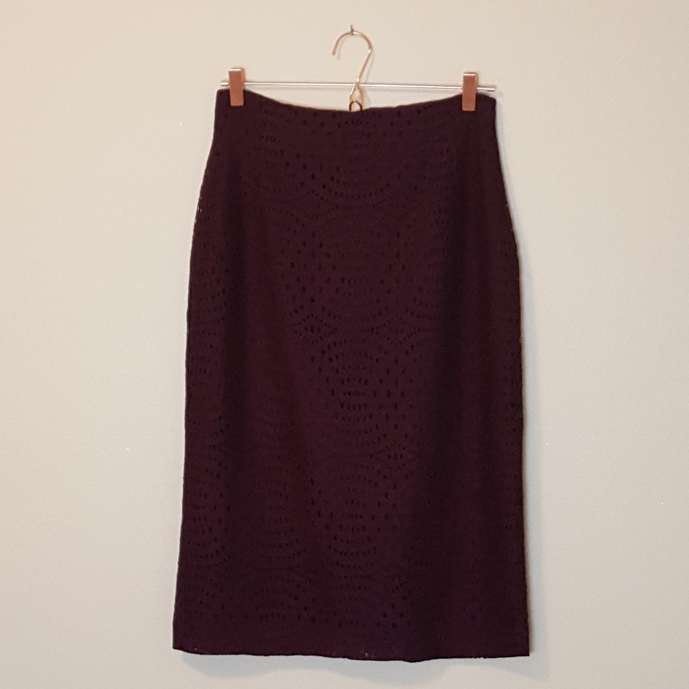 New York & Company Burgundy Midi Pencil Skirt - Picture 2 of 8